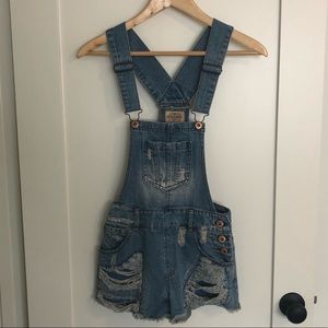 Highway Jeans Jean Denim Short Overalls XS